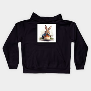 Cute Bunny Eating Carrot Cake Type 1 Kids Hoodie